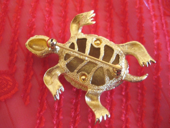 MONET Vintage Designer Brooch, Signed, Sea Turtle… - image 7