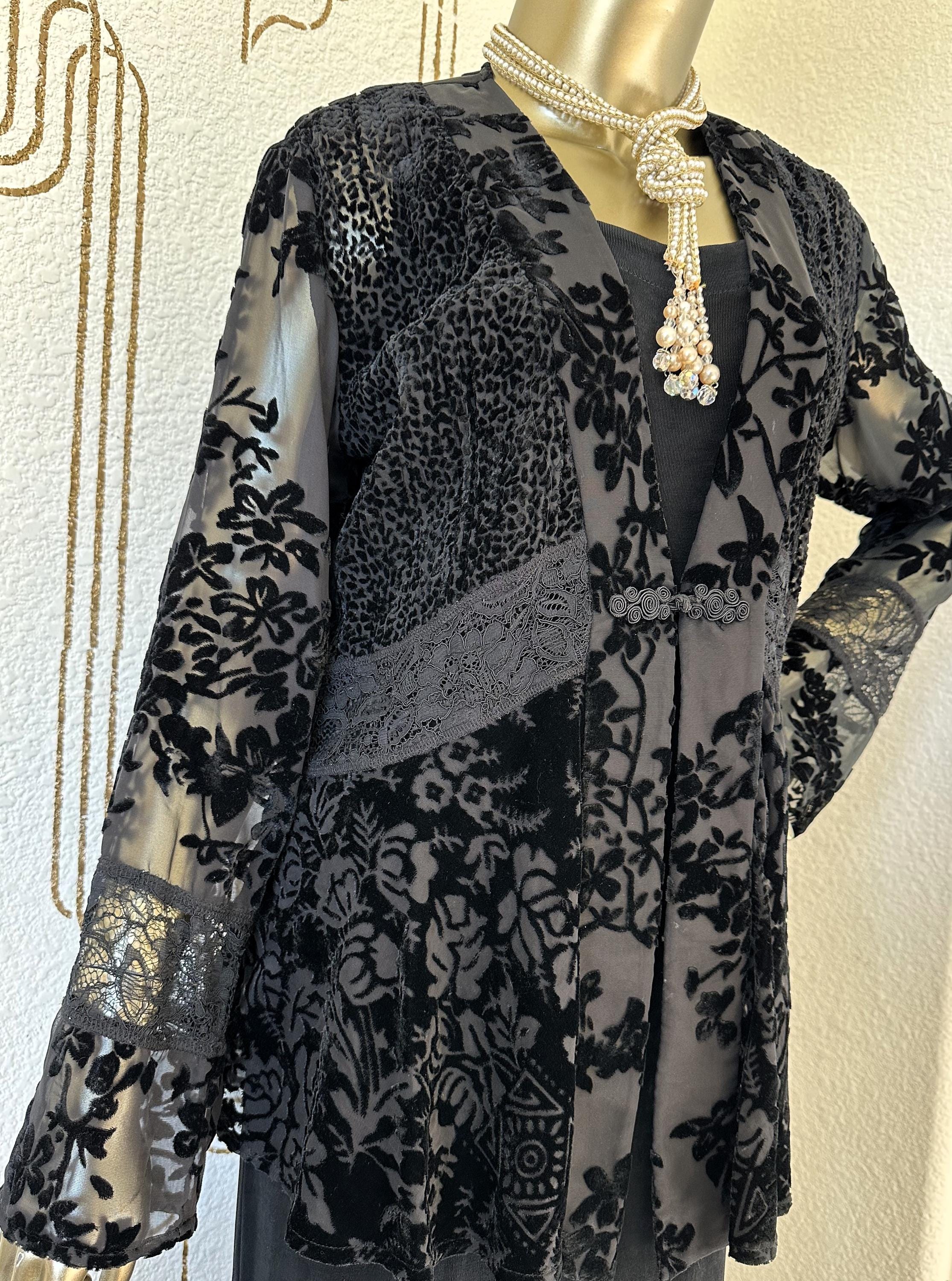 Lightweight Jacket, Burnt-out Velvet and Lace, Chico's, Long