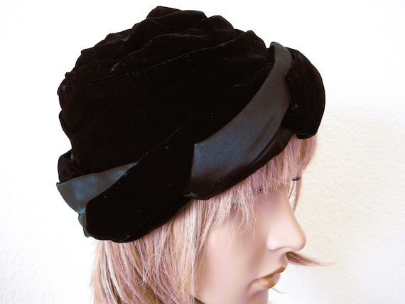 Black Velvet Turban Hat - Sanger display picture 2