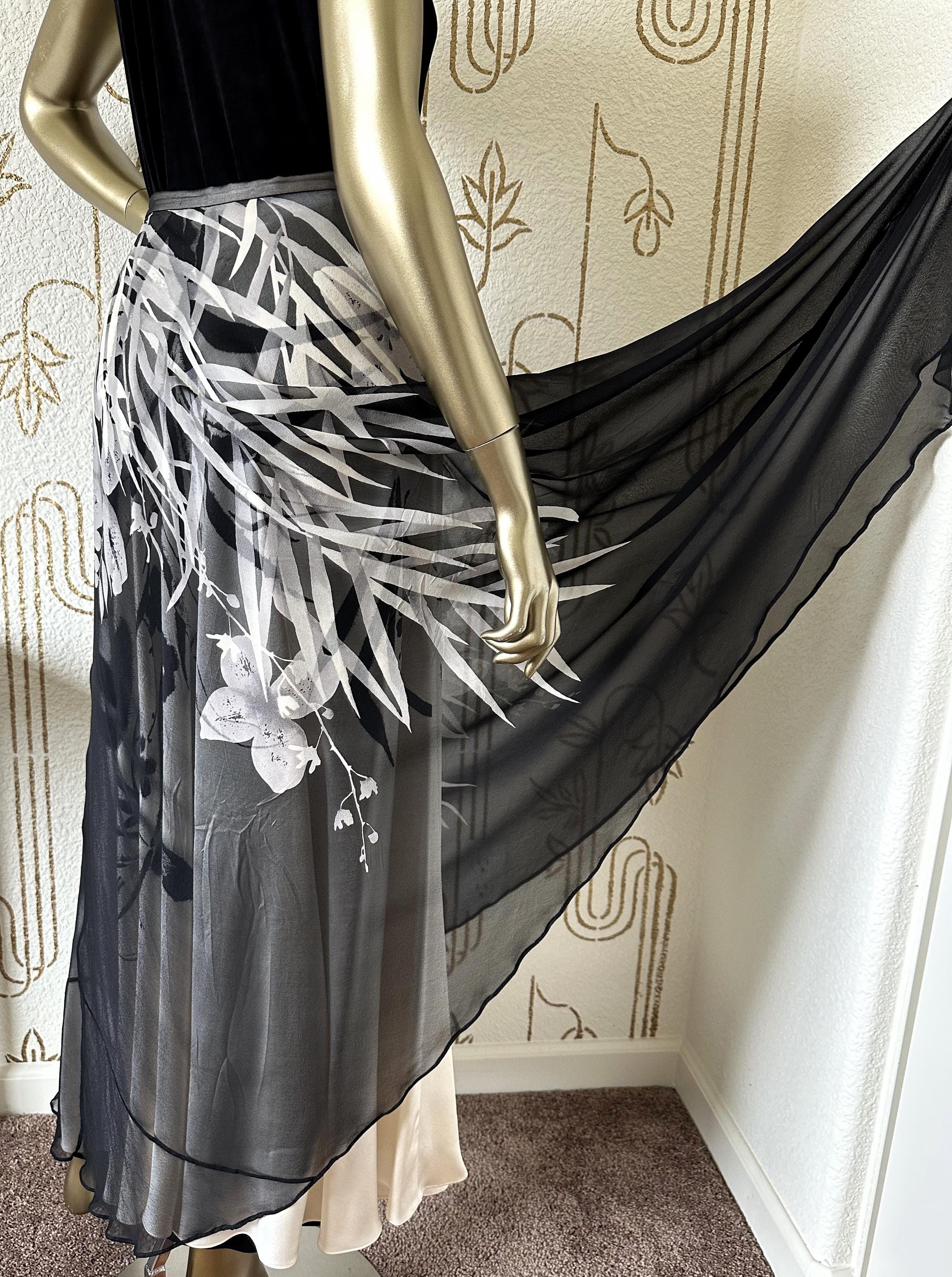 Jupe Soie Noire Dana Buchman Taille 14 - Neuve Avec étiquettes - Style évasé Asymétrique
