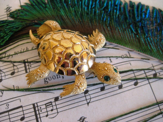 MONET Vintage Designer Brooch, Signed, Sea Turtle… - image 10