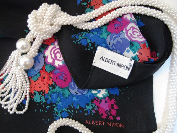Vintage ALBERT NIPON Silk Scarf: Floral Design, M… - image 8