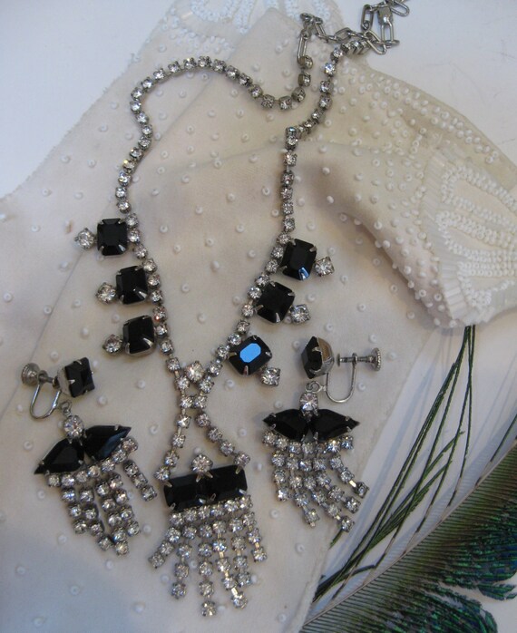 Crystal Rhinestones, Choker Necklace and Dangle E… - image 6