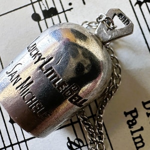Capri Bell, San Michele Good Luck Pendant Necklace, Bell Rings, 1940s, Marked 800 Silver, Silver Chain, Estate Find, USA WWII Era Good Luck