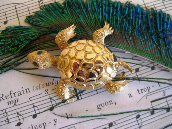 MONET Vintage Designer Brooch, Signed, Sea Turtle… - image 3