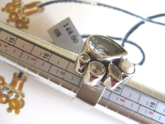 Vintage Pear Jewel Cocktail Ring, Pearl Rhineston… - image 2