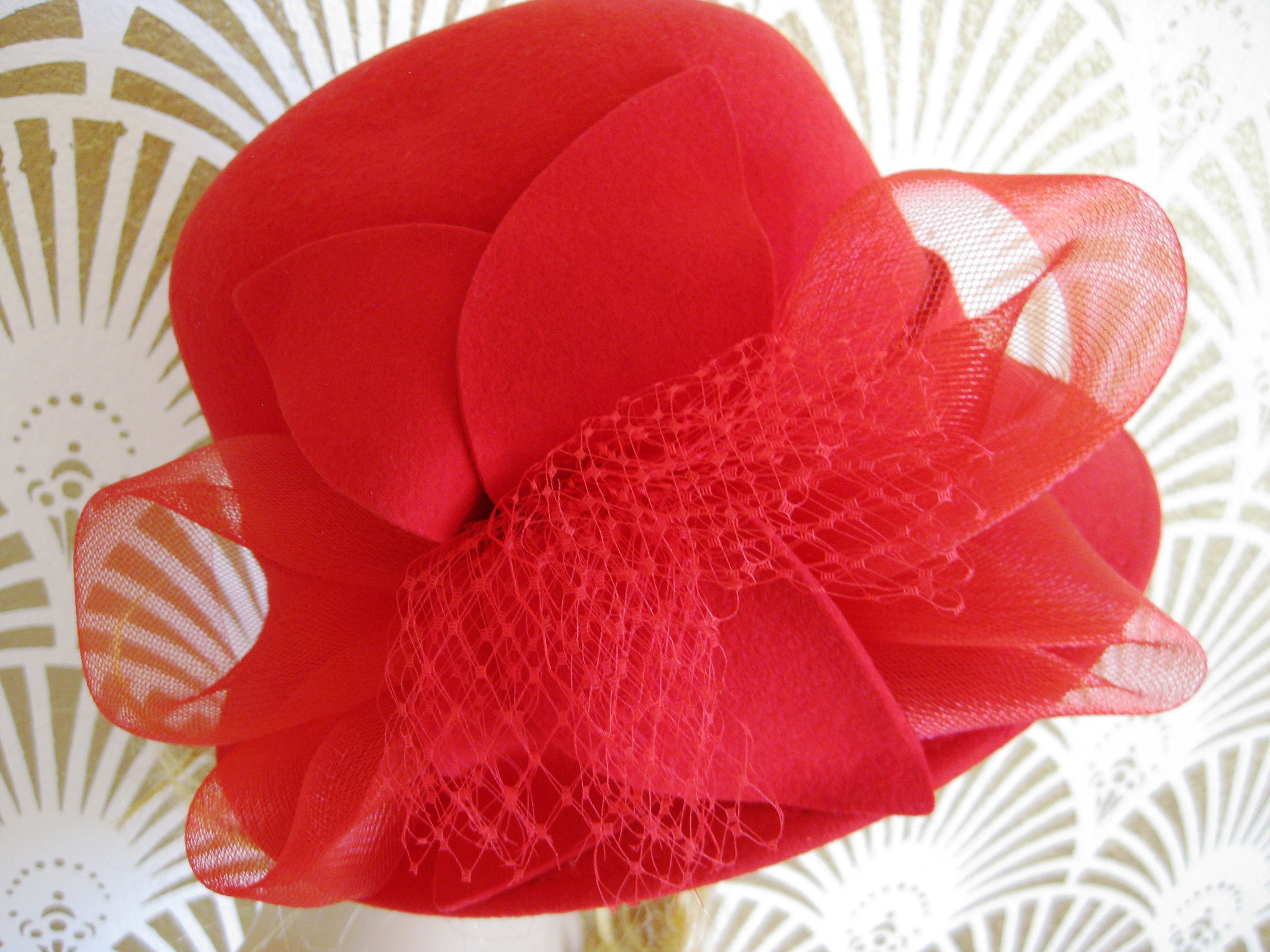 GWEN PENNINGTON WIDE BRIM RED HAT WITH FLOWER. il_fullxfull.7044419505_aox5.jpg main image 3