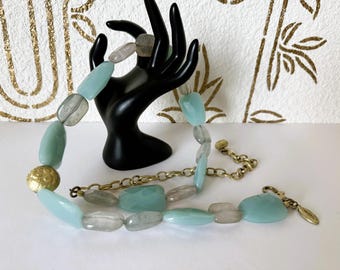 Chain Belt, Beaded With Blue, White, Clear Art Glass Beads  display picture 1