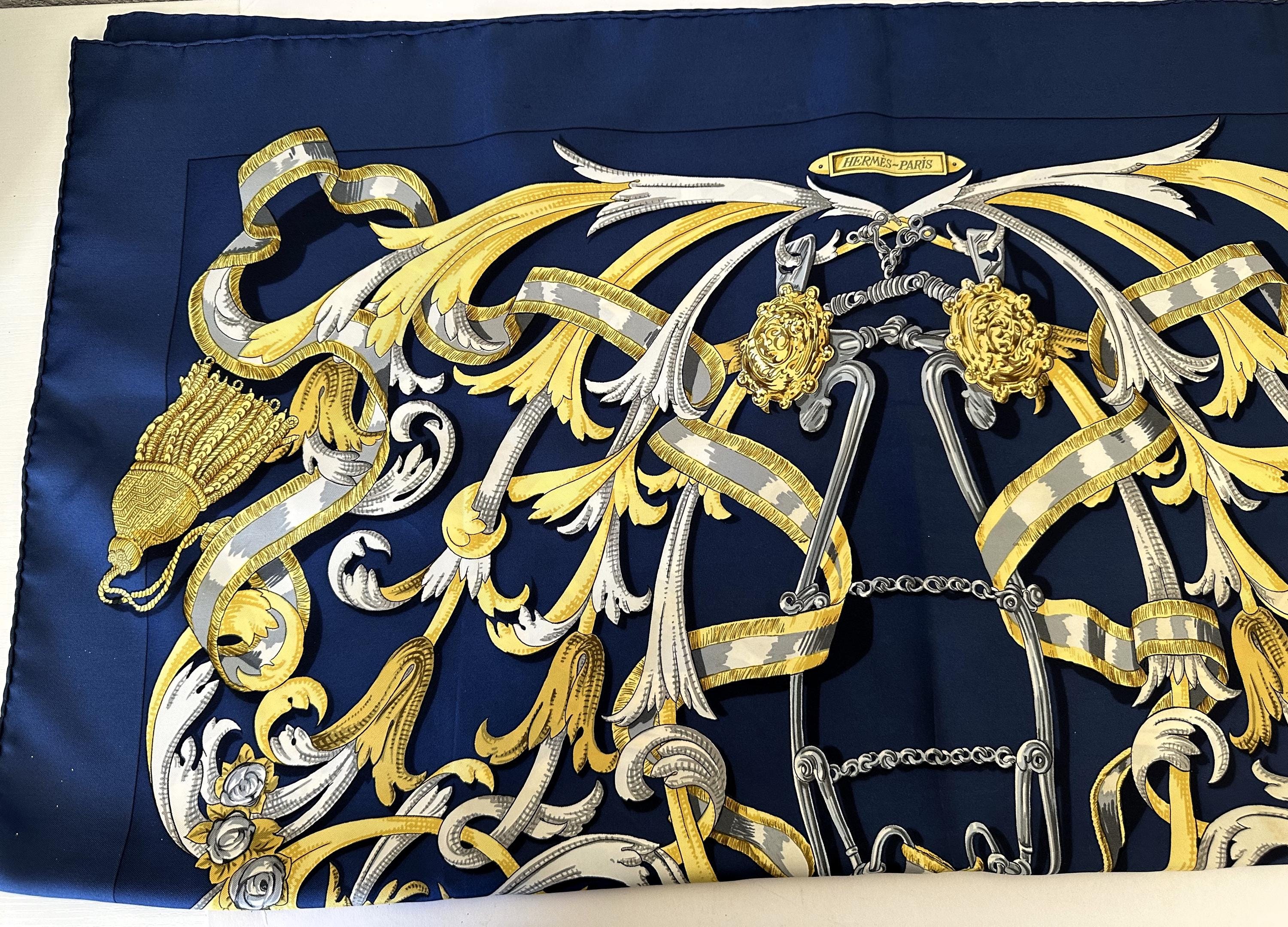 Scarf, Hermés-paris, Le Mors A La Conetable, Silk, Inch Square