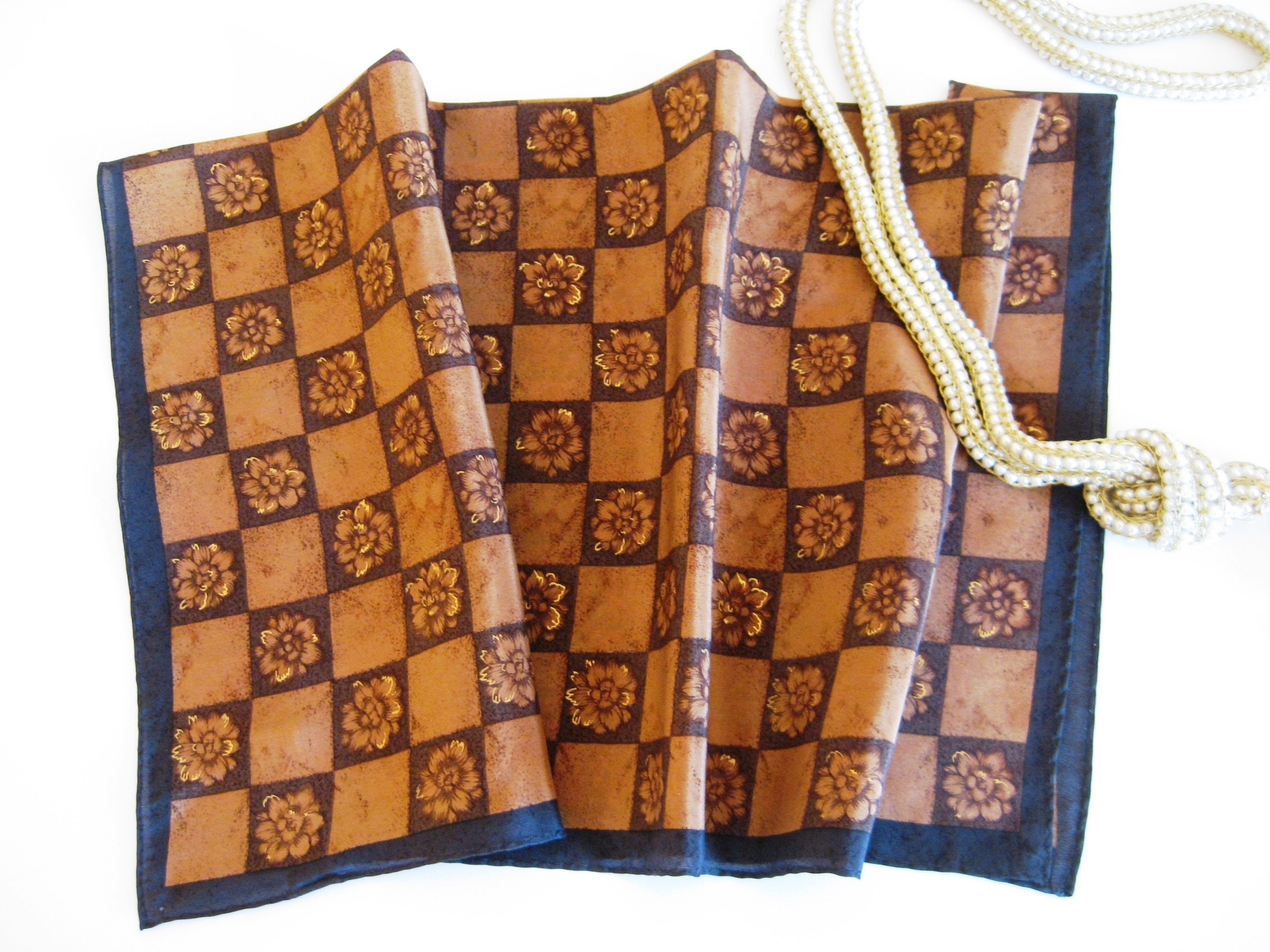 Louis Vuitton Silk Scarf Monogram Pattern Brown 55 x 54cm Vintage from  Japan