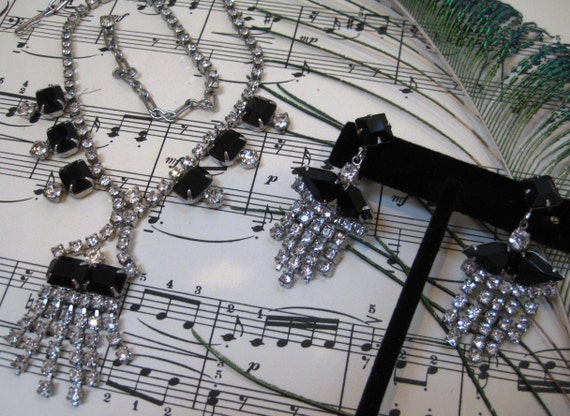 Crystal Rhinestones, Choker Necklace and Dangle E… - image 2