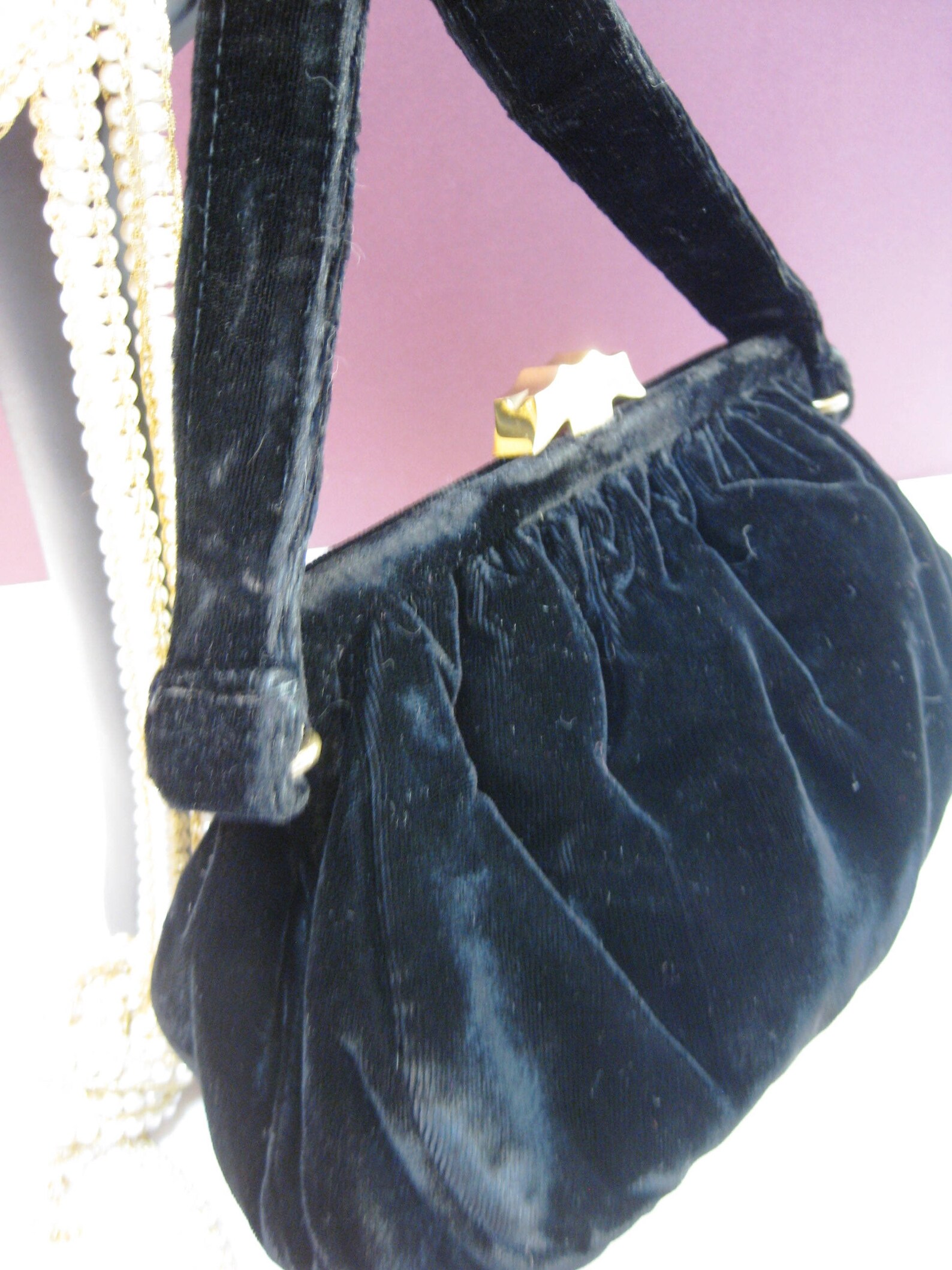 Vintage Black Velvet Evening Handbag Small Coin Purse Art Etsy