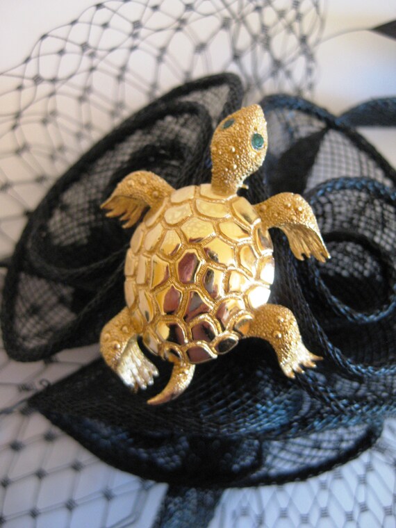 MONET Vintage Designer Brooch, Signed, Sea Turtle… - image 4