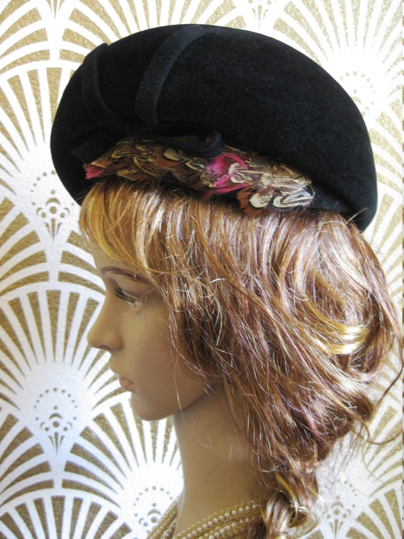 ERNIE, Designer Vintage Hat, Signed, Black Wool F… - image 7