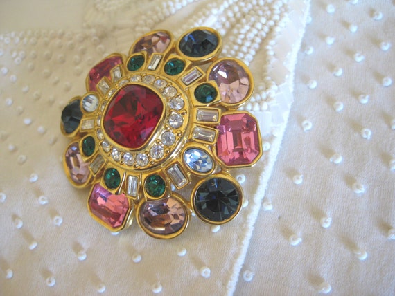 Joan River, Signed, Tiered Large Brooch, Multi-Co… - image 7