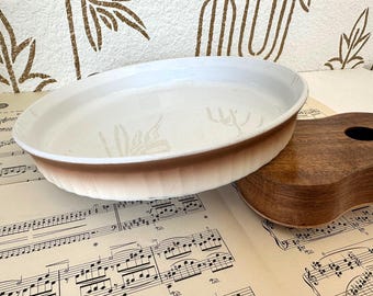 Corning Ware French Bisque, okrągła forma do pieczenia quiche/ciasta, 10 cali, brązowa, ombre, żłobiona, vintage