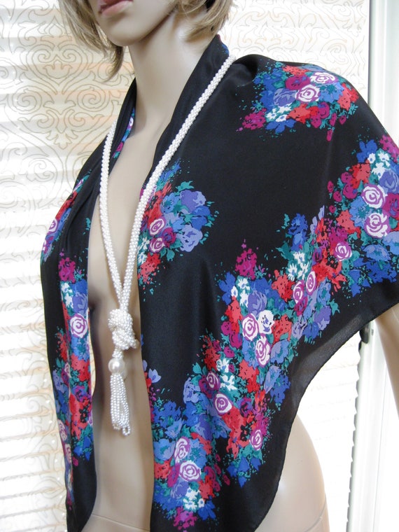 Vintage ALBERT NIPON Silk Scarf: Floral Design, M… - image 2