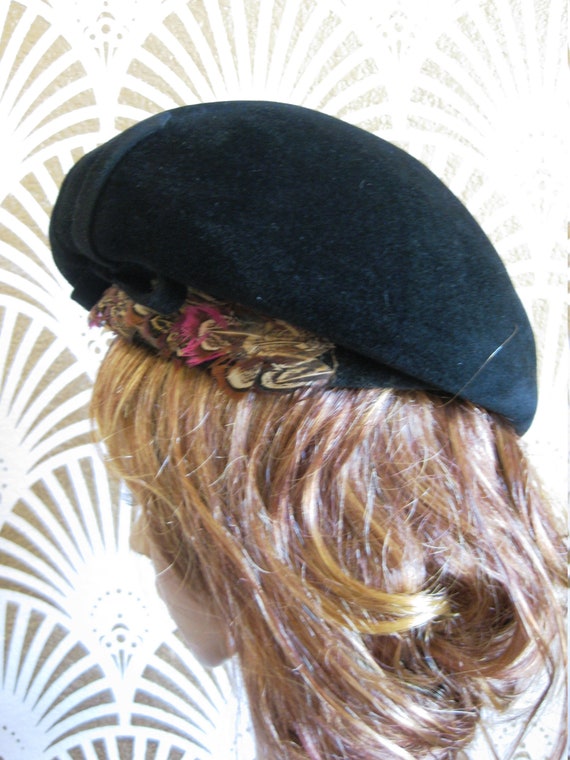 ERNIE, Designer Vintage Hat, Signed, Black Wool F… - image 5