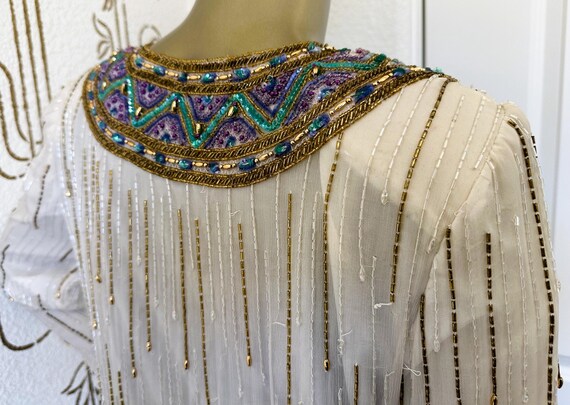 Vintage Beaded Silk Jacket, INTERLUDE Designer, S… - image 2