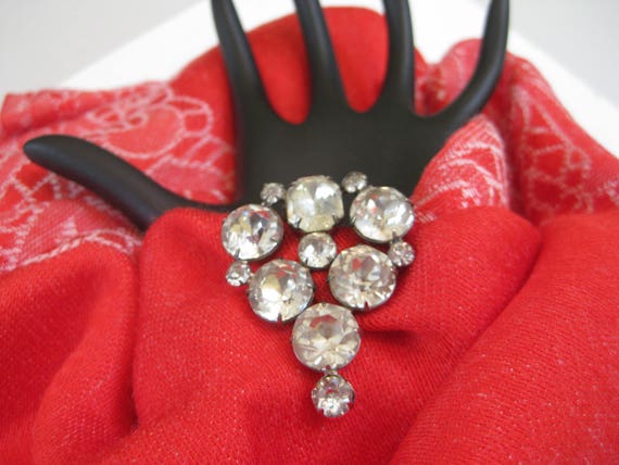 Rhinestone Dress Clip, Clear Rhinestones, Vintage… - image 2