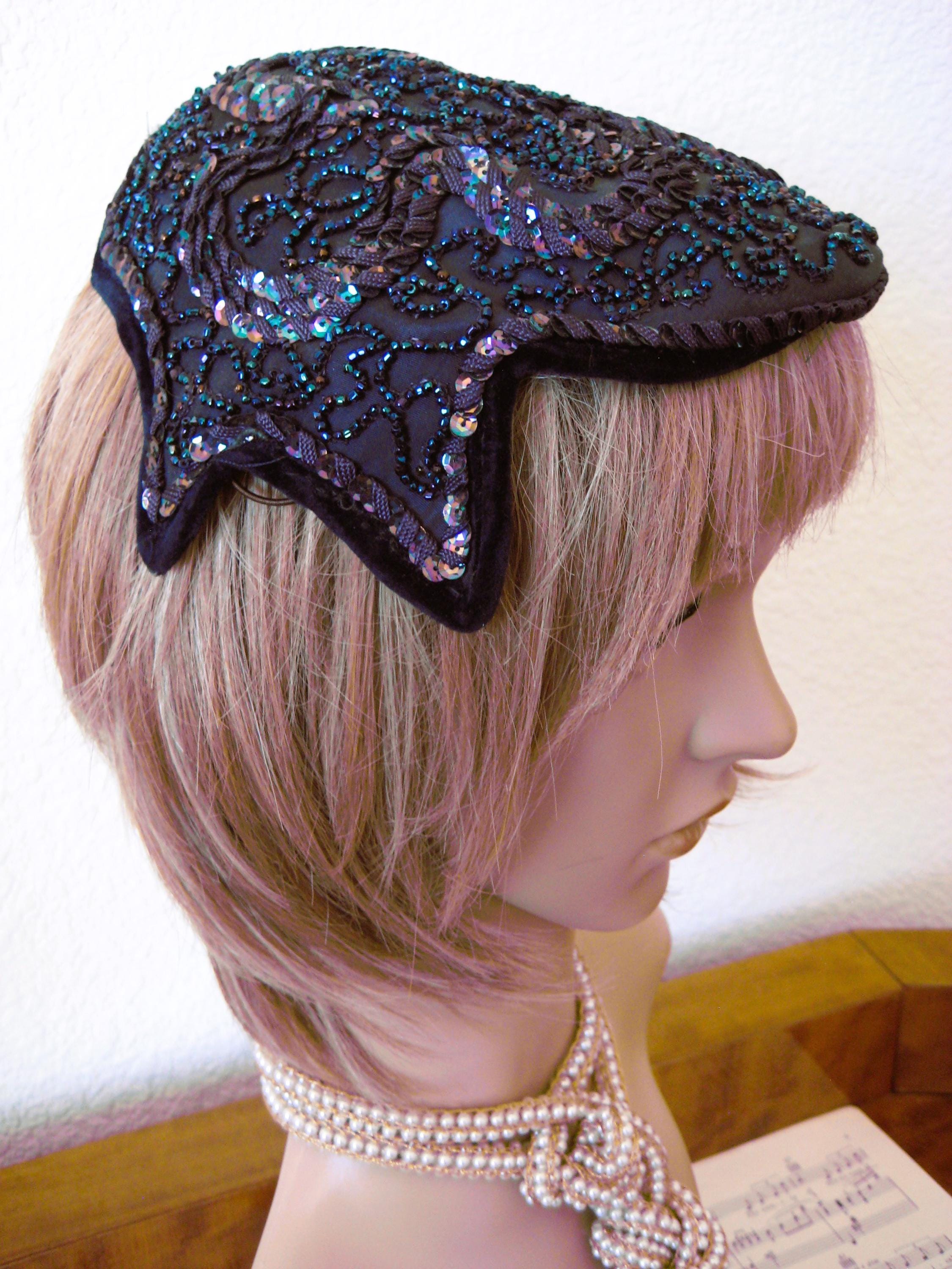 Beaded Caplet Hat, PIERCE Designer, Vintage 1950s Glamour - Etsy display picture 3