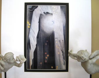 Georgia O'Keeffe NYC Print, "The Shelton with Sunspots", Matted Vintage Art