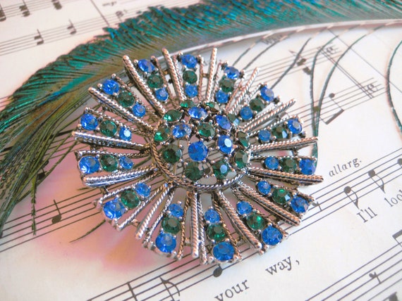 Vintage Statement Brooch, Sparkling Faceted Blue … - image 10