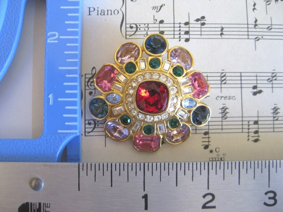 Joan River, Signed, Tiered Large Brooch, Multi-Co… - image 5