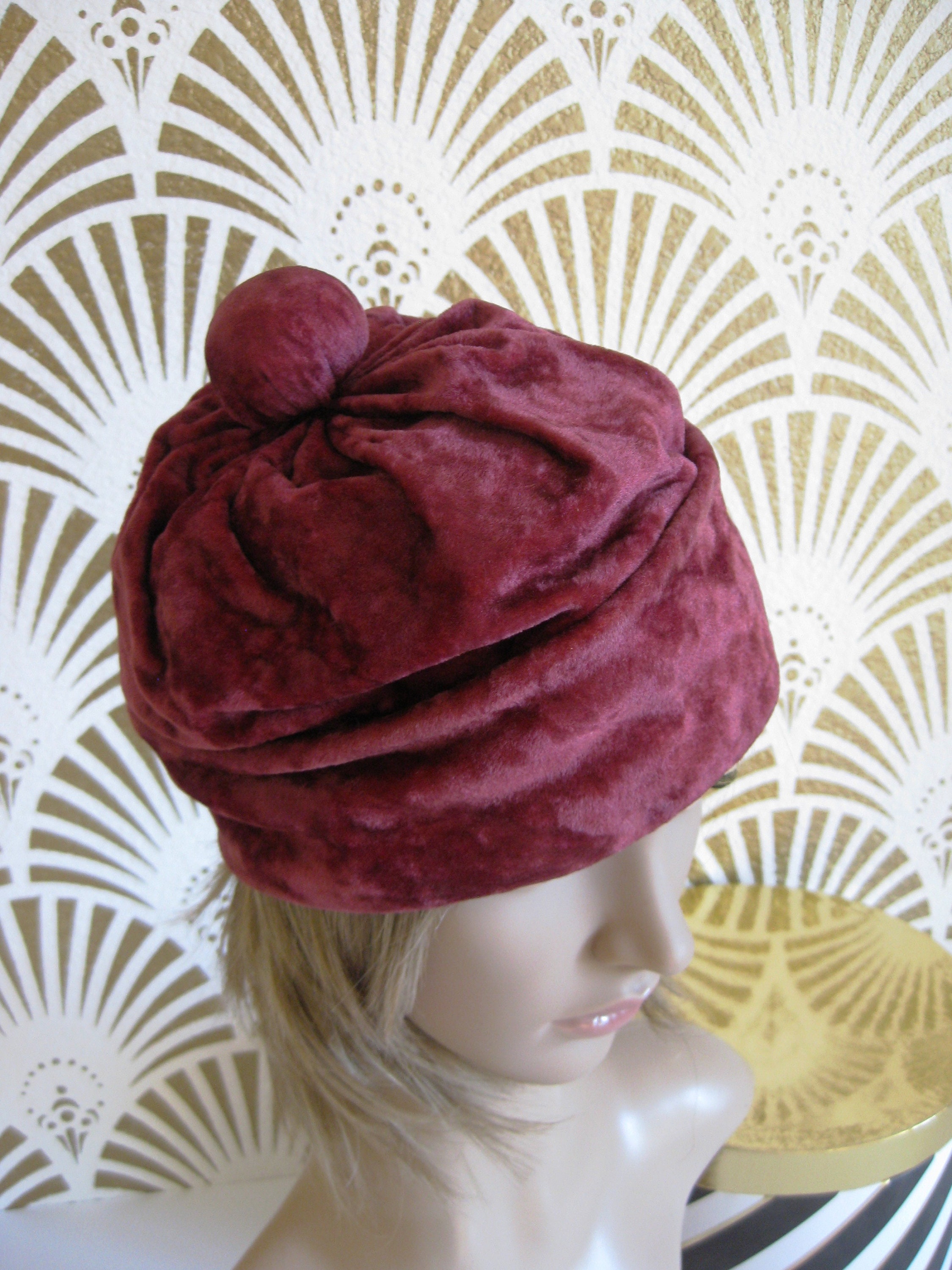 Betmar Raspberry Leaf-Embellished Hat Gobelin Floral Cap by Betmar --> Shop Hats, Beanies & Caps  main image 3