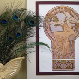 ALPHONSE MUCHA “Plate 48 von Dokumenten Decoratifs” Kunstdruck, Circa 1902, Lithographie, Vintage Print, Doppelpassepartout 40 x 50 cm, Jugendstil