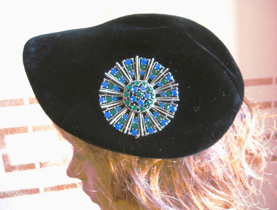 Vintage Statement Brooch, Sparkling Faceted Blue … - image 8