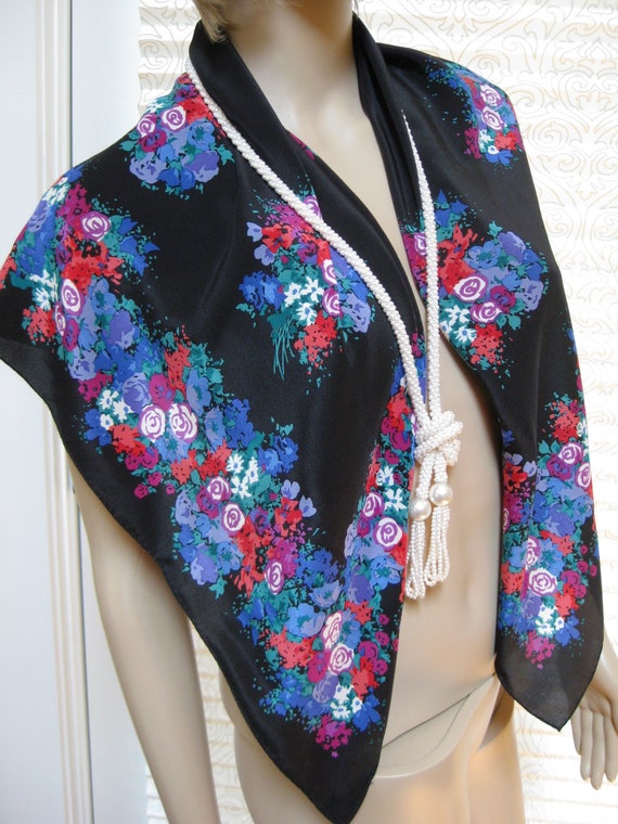 Vintage ALBERT NIPON Silk Scarf: Floral Design, M… - image 5