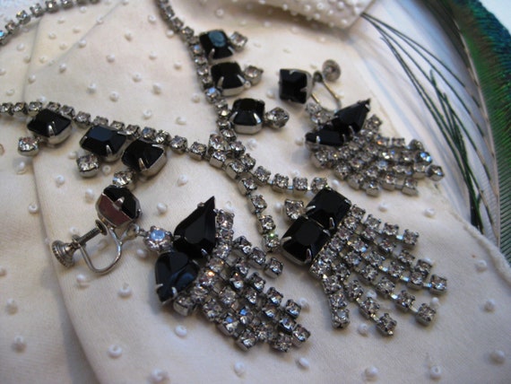 Crystal Rhinestones, Choker Necklace and Dangle E… - image 8