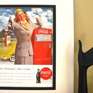 Original Coca-Cola Life Magazine Ad, Matted to 16 x 20 inches, Collectible Coke Ad, 1948, Vintage Memorabilia, Drive Refreshed…Have a Coke