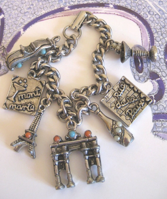 Vintage RODIER PARIS Centennial Charm Bracelet Gold Charms 