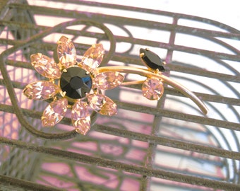 ヴィンテージ リージェンシー フラワーブローチ、シトリン ライン