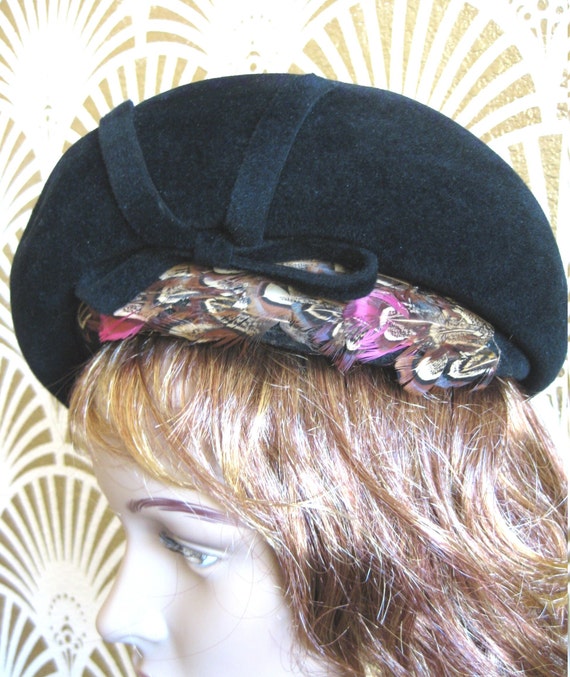 ERNIE, Designer Vintage Hat, Signed, Black Wool F… - image 1