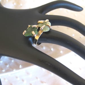 Vintage Jade Green Agate Cabochon Ring, Adjustable Size