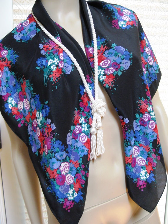 Vintage ALBERT NIPON Silk Scarf: Floral Design, M… - image 6