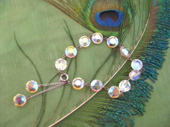 Aurora Borealis Faceted Crystal Bead Bracelet wit… - image 6