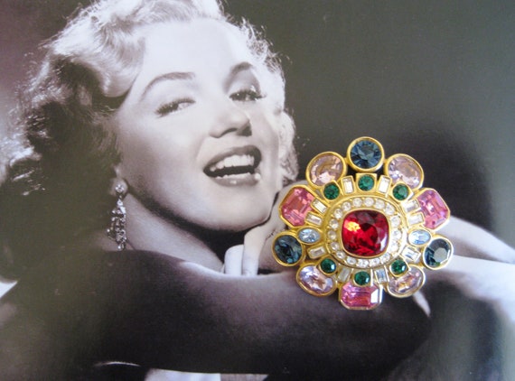 Joan River, Signed, Tiered Large Brooch, Multi-Co… - image 2