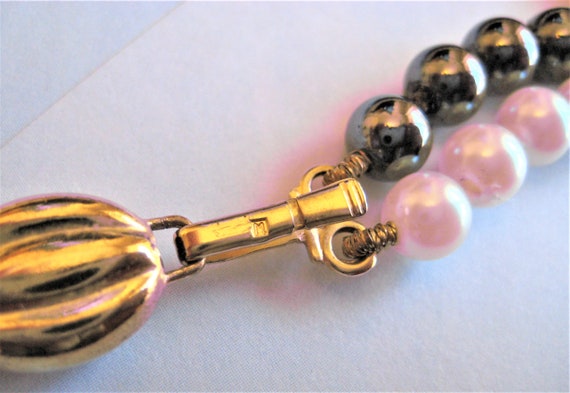 Vintage Pearl Double Strand Necklace, White and S… - image 4