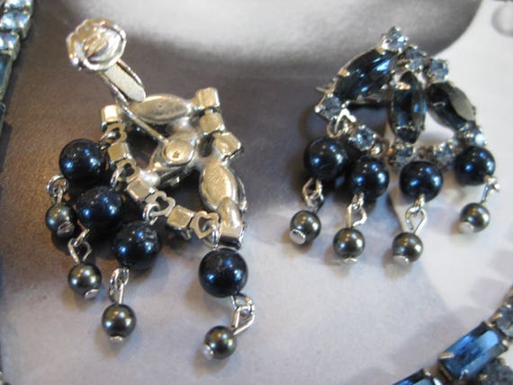 Vintage Rhinestones and Beaded Necklace and Clip-… - image 5