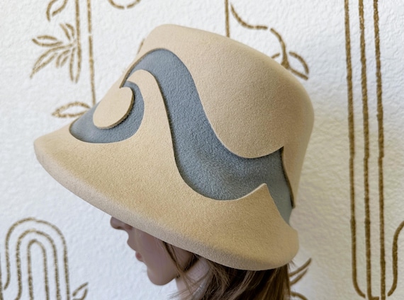b michael new york hat vintage Wool Felt Hat, Designer B Michael, Ivory White Swirl,… - Gem main image 4