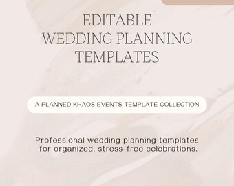 Editable Wedding Planning Templates Bundle Wedding Budget Guest List Timeline Vendor Planner