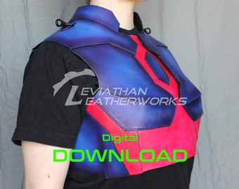 Leather Armor Vest Pattern: Female Half-Cuirass, Cyberpunk Costume (PDF Pattern)