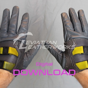 Padrão de couro em PDF - PADRÃO de luva - Padrão de couro para luvas sem dedos - Modelo de cosplay - Ficção científica - Cyberpunk - Techwear