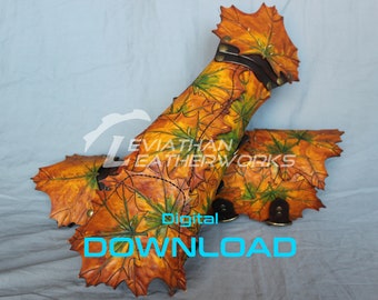Leaf Gauntlet Bracer Armor PATTERN: Elvish Autumn Style (Digital Download)