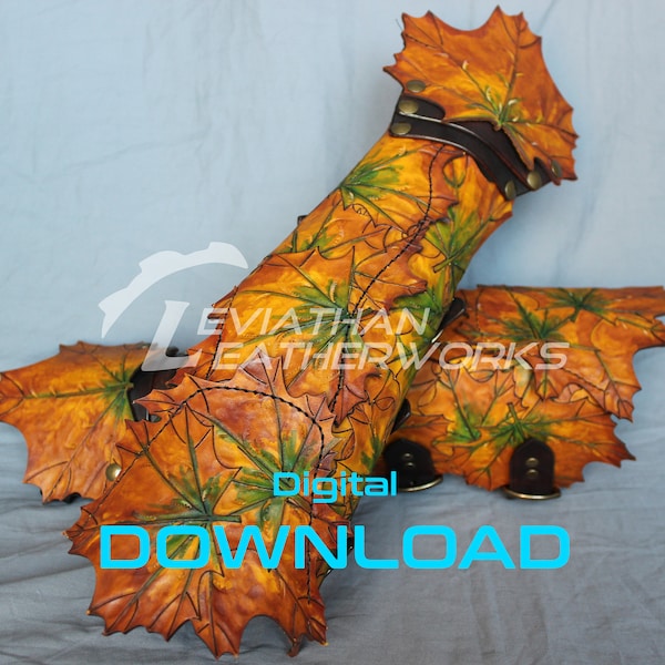 Bracer Armor PATTERN - Gauntlet DIY - Autumn Leaf Gauntlet Template - Elvish Armor Pattern - Pumpkin Spice Style