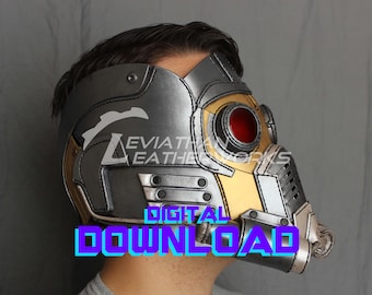 Star Lord Inspired Helmet Leather Pattern: Cosplay Mask Template (PDF/SVG)